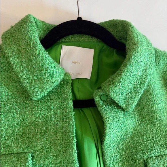 Mango Green Bouclé Two-Piece Jacket & Shorts Matching Set - Picture 2 of 3